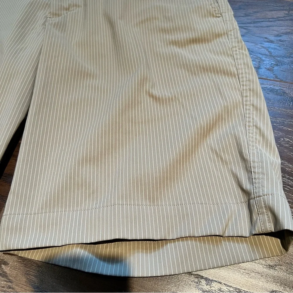 Nike Golf Dri-Fit Khaki Performance Shorts with White Pinstripes | 34 - M